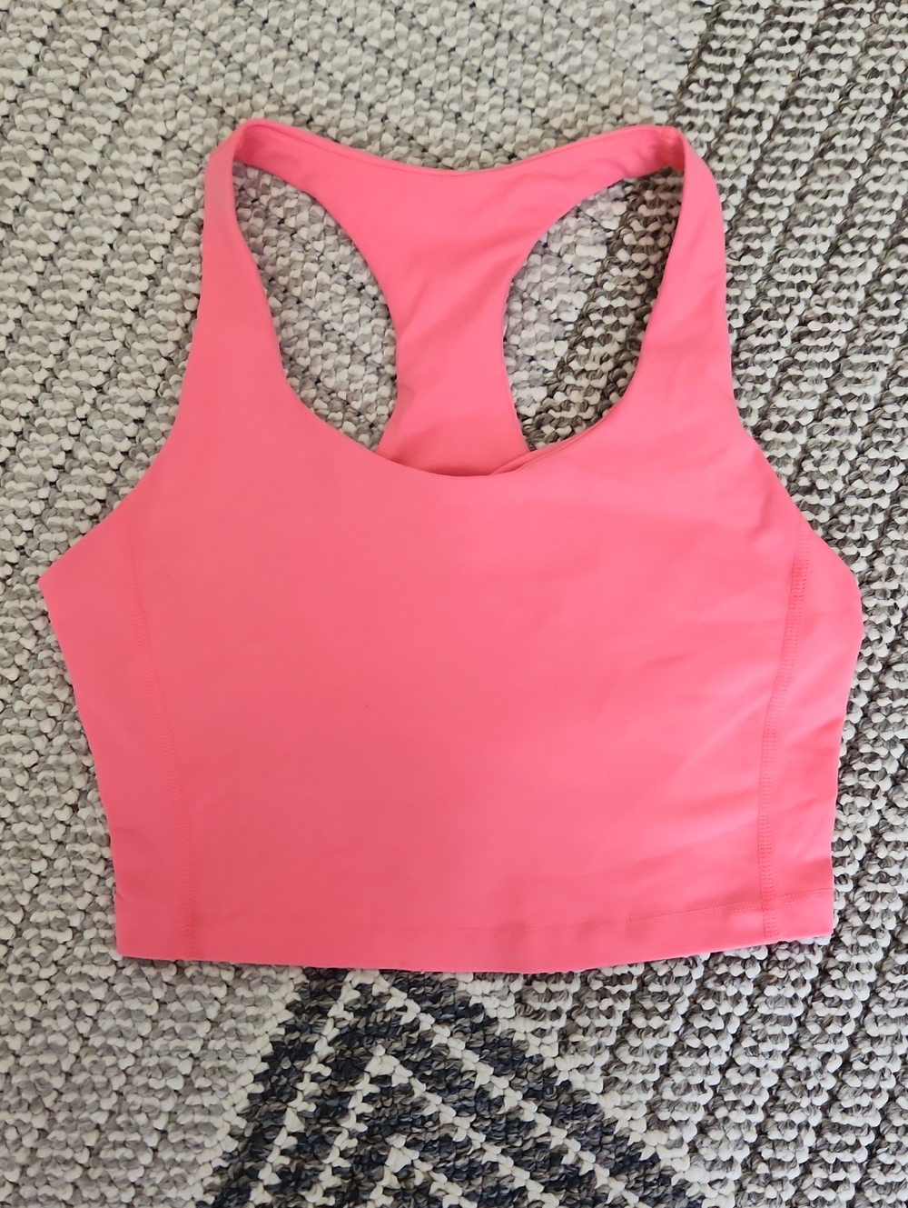 Salty Savage Racerback Crop Sports Bra in Coral Pink
